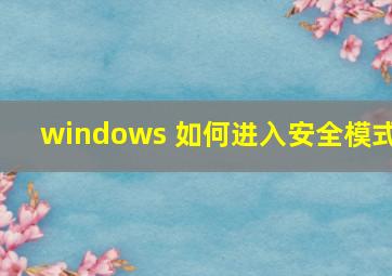 windows 如何进入安全模式